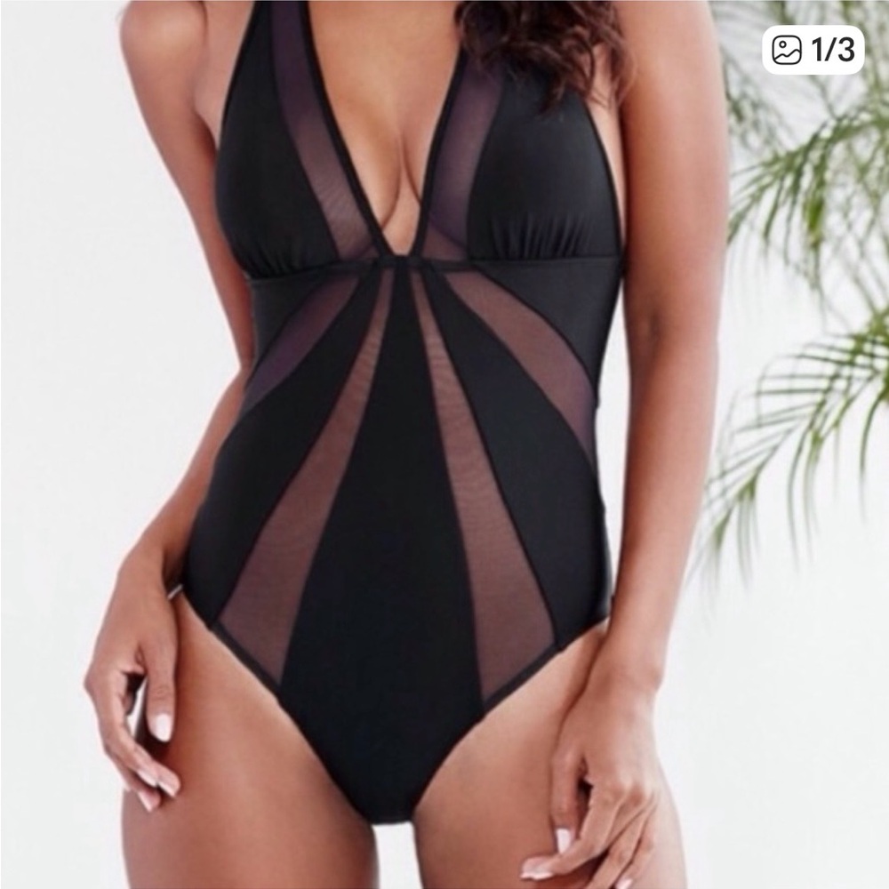 Hotouch Black Swimsuit with Sheer Panel
